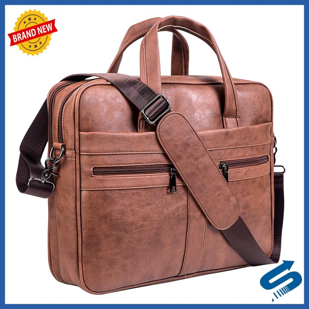 Leather Messenger Bag Laptop Briefcase Business Satchel Computer Case